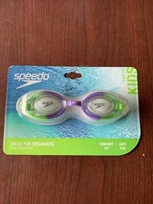 Speedo Kids Swim Goggle Purple/Green Comfort Fit AntiFog UV Protect Ages 3-6 NWT