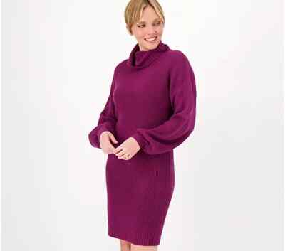 fitted turtleneck sweater dress Love Kuza Chunky Knit Turtleneck Sweater Dress Black / XLarge (12-14) main image 1
