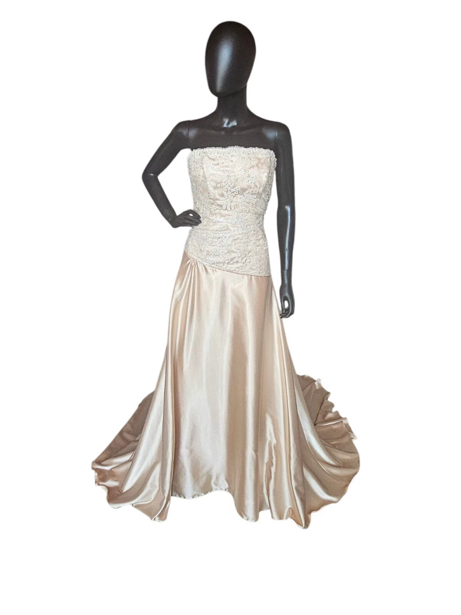 maggie sottero light gold wedding dress Mint Flower Lace Maxi Dress L