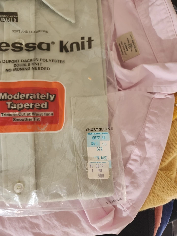 Vintage Montgomery Ward Ultressa Knit Short Sleeve Shirt Men's 14.5 0488 - Изображение 3 из 4