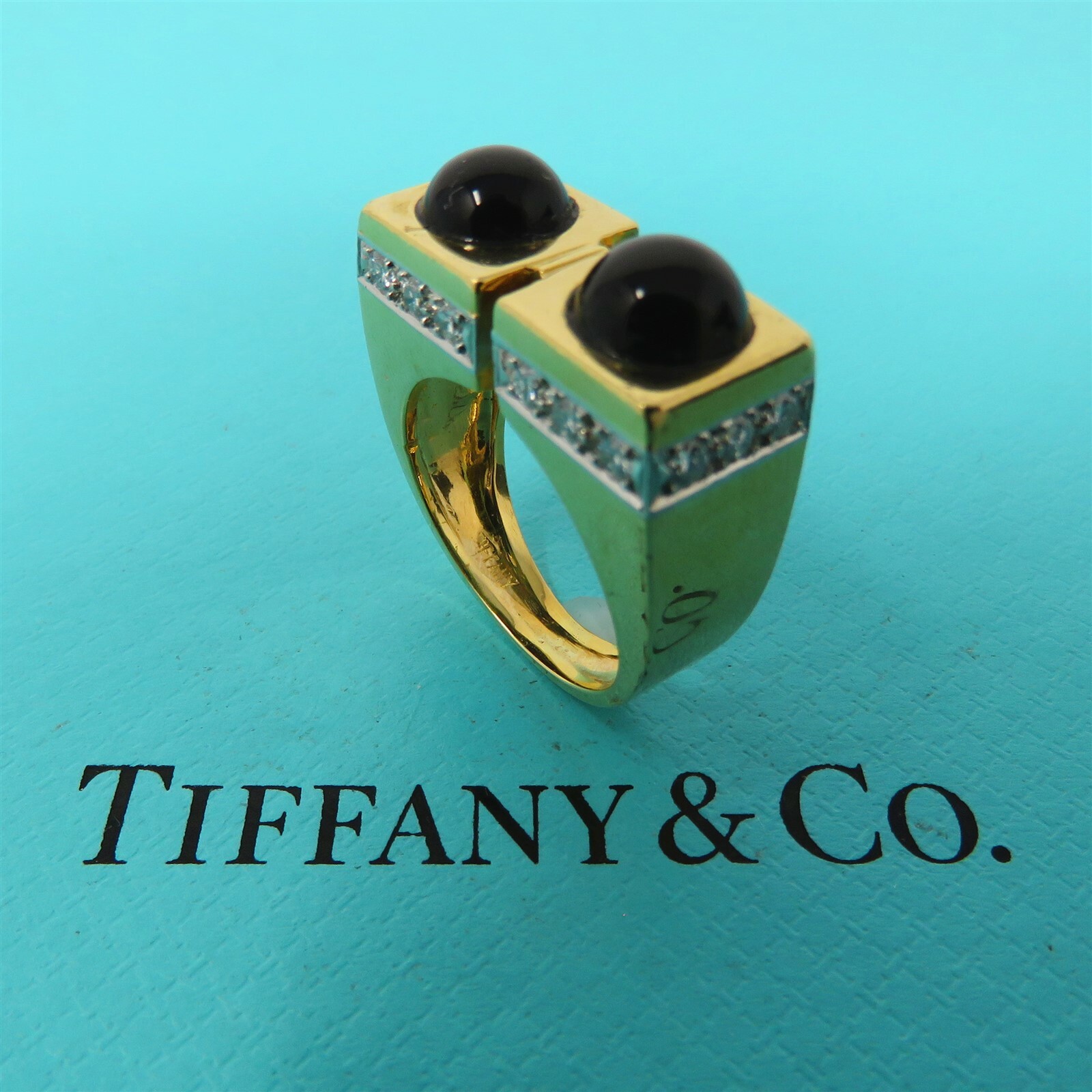 NYJEWEL Tiffany & Co. 18k Yellow Gold Onyx Diamon… - image 1