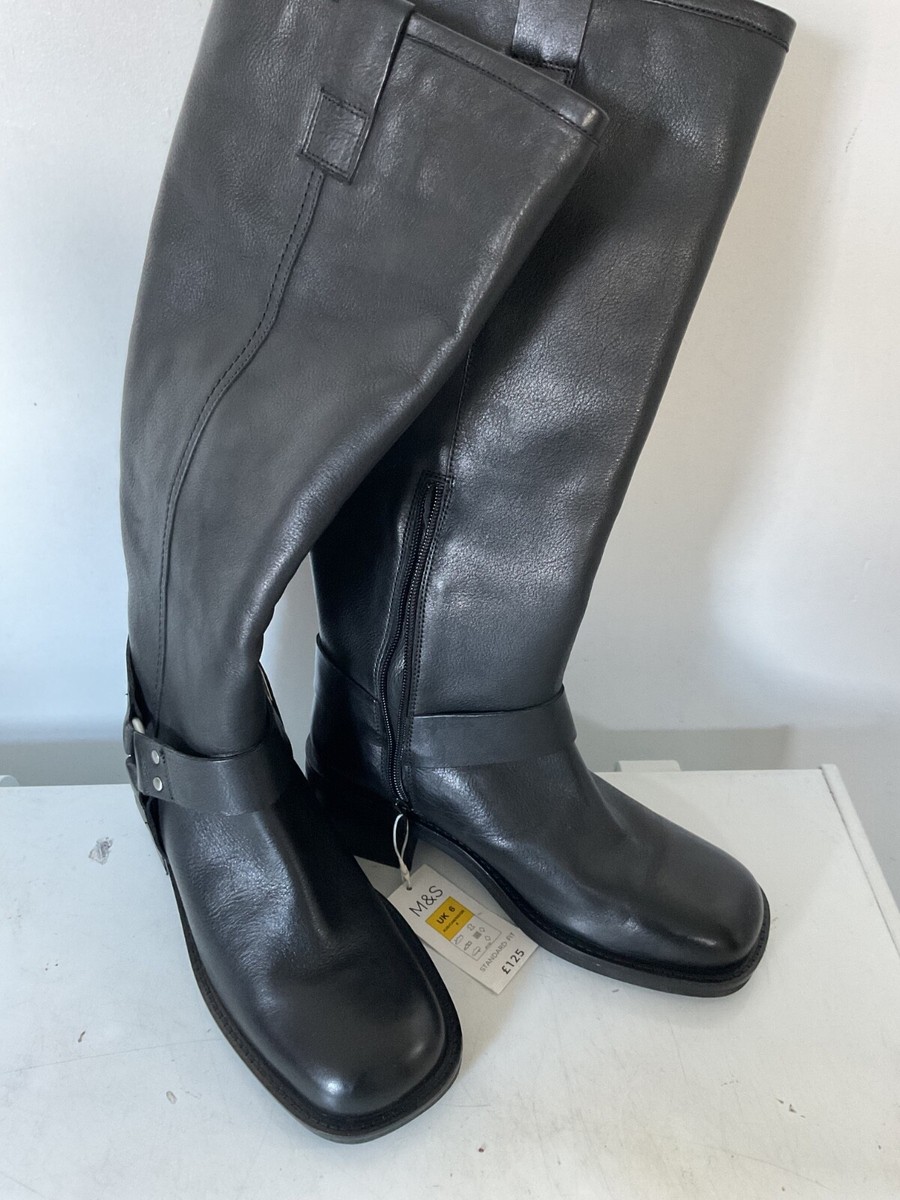 Brand New Woman’s Leather Biker Knee High Boots Size RRP £125
