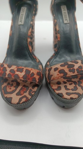 Wns Sz 7.5 Cape Robbin Platform, Ankle Zipper Strap 5"heel 1"sole Leopard Print  - Picture 8 of 22