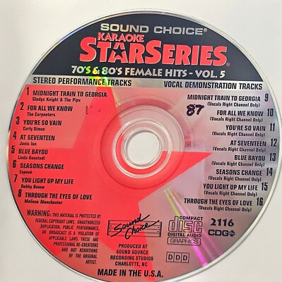 SC2116  70'S 80'S FEMALE       SOUND CHOICE KARAOKE CDG      LOT WA