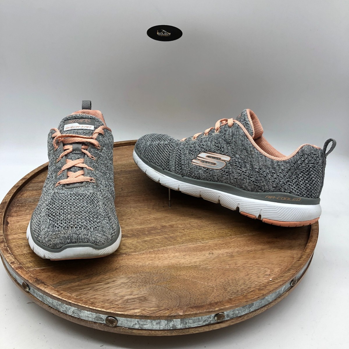 Skechers Womens Flex Appeal 13077 Gray Coral Running Shoes Sneakers  Size