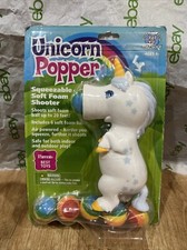 Hog Wild Unicorn Popper Foam Ball Launcher Toy White Squeezable Soft Shooter NEW