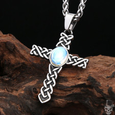 Collana con ciondolo croce celtica Sculpt Rings™ in acciaio inossidabile