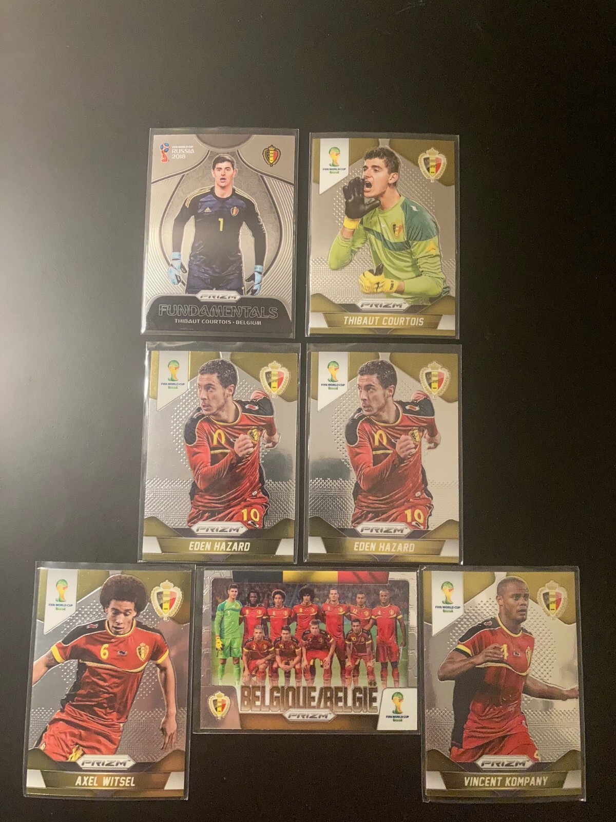 2014 Panini Prizm World Cup Thibaut Courtois Eden Hazard Vincent Kompany Belgium