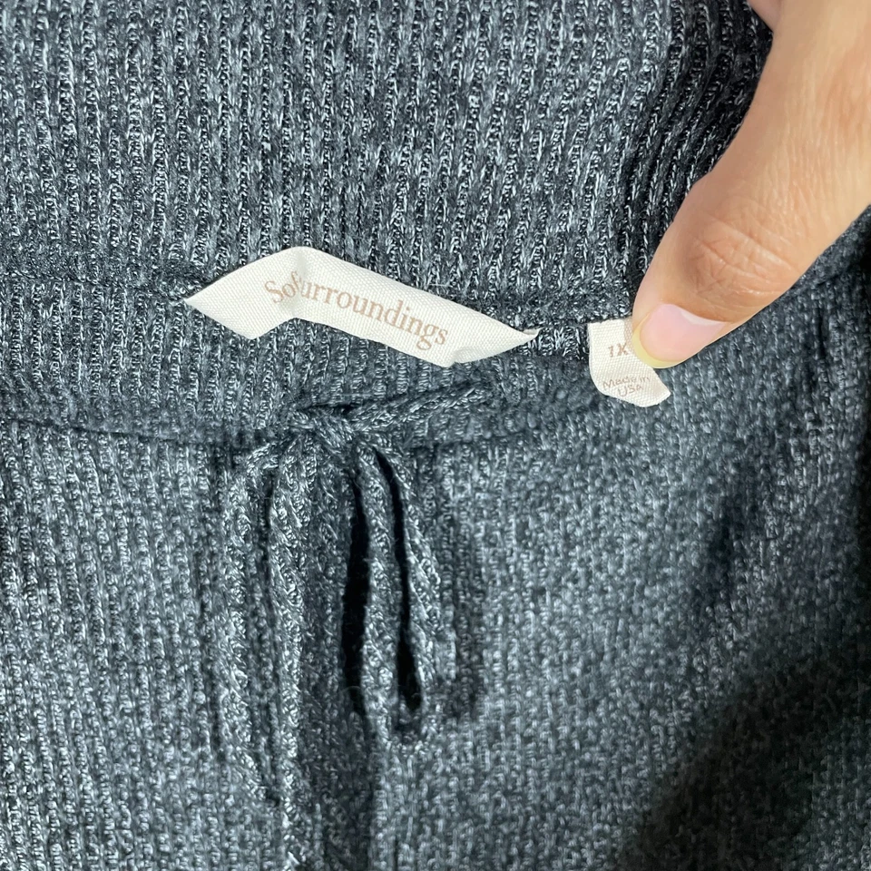 Soft Surroundings Womens Plus Size 1X Gray Ribbed Knit Loungewear Pants - Image 4 of 4