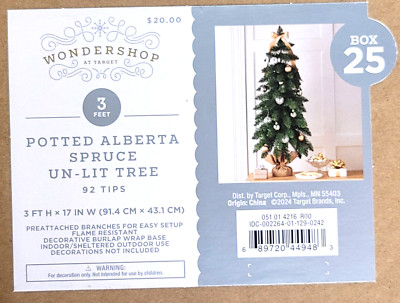 Unlit Artificial Christmas Tree 3 FT. Potted Alberta Spruce 92 Tips Wondershop