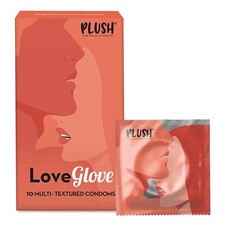 Plush LoveGlove 3 in 1 Multi Textured Condoms for Men, Unflavoured - 10 Count