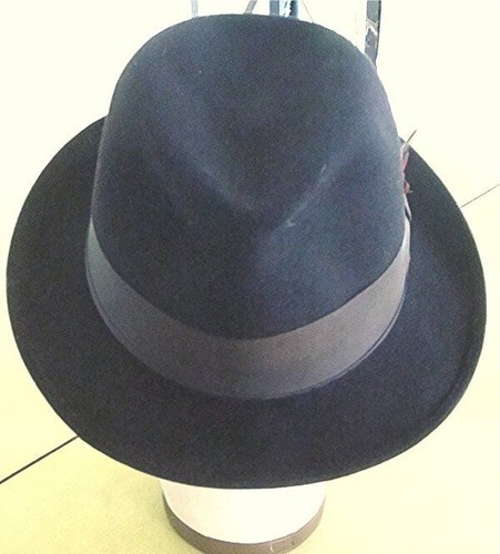 VTG CHAMP KASHMIR FINISH BLACK FUR FELT FEDORA HAT Sz 6 5/8