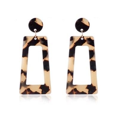 Multicolor Resin Acrylic Rectangle Geometric Drop Dangle Earrings Leopard M - 04
