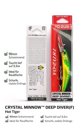 YO-ZURI Crystal Minnow Deep Diver (F)   Hot Tiger
