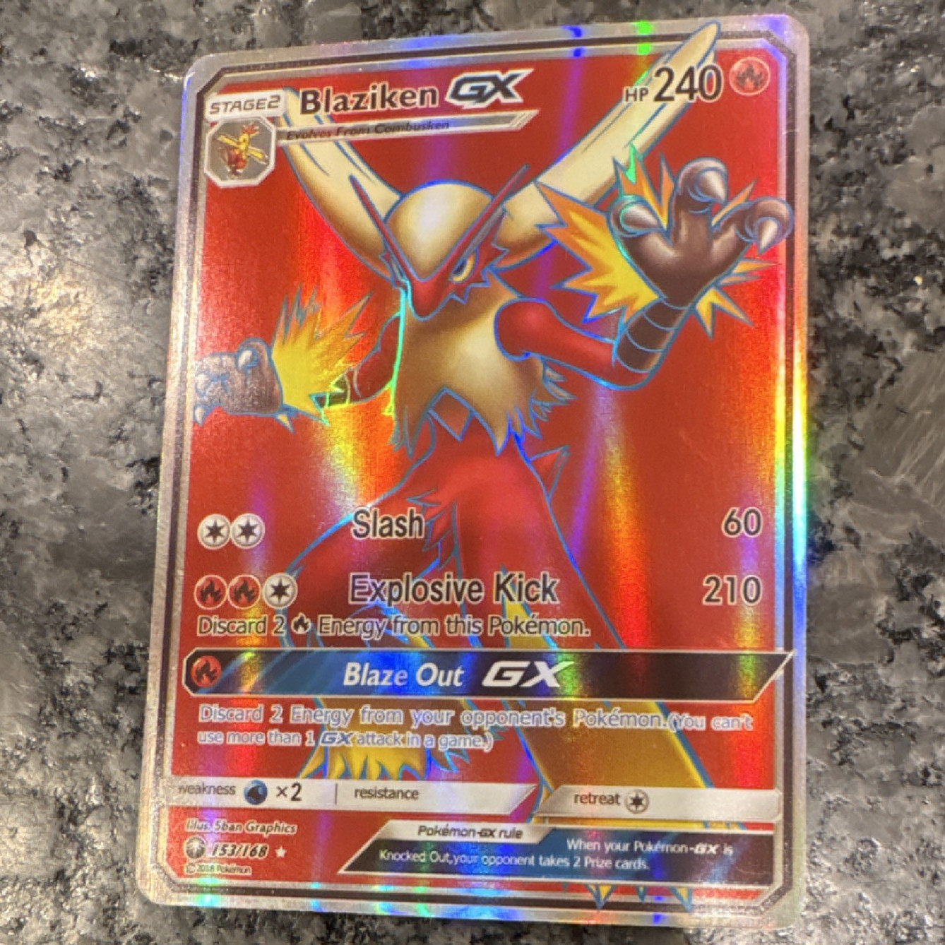Pokemon Blaziken GX 153/168 SM-Celestial Storm Ultra Rare Full Art Holo 240 HP
