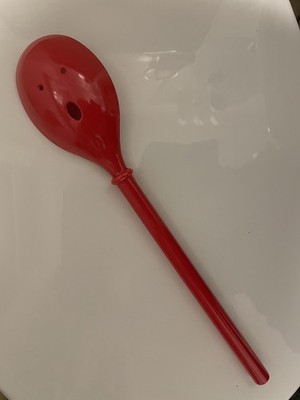 Zak Designs 12'' Melamine Smile Face Red Slotted Serving Spoon 09085 Smiley