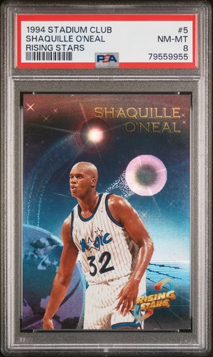 PSA 8 1994 STADIUM CLUB SHAQUILLE O'NEAL RISING STARS #5 NM-MT