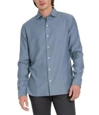Ted Baker Men's L Blue Herringbone Long Sleeve Button Down Dress Shirt e1676