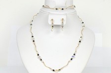 14k Yellow or White Gold Genuine Swarovski Crystal Element Beaded Necklace set