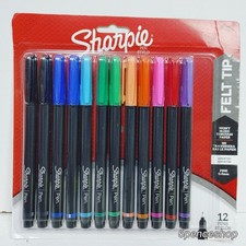 Sharpie Felt Tip Pens 12 Count Fine Point Pens 0.4mm Assorted Colors