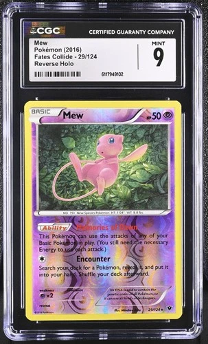 CGC 9 MINT Mew 2016 Fates Collide 29/124 Reverse Holo Pokemon Card
