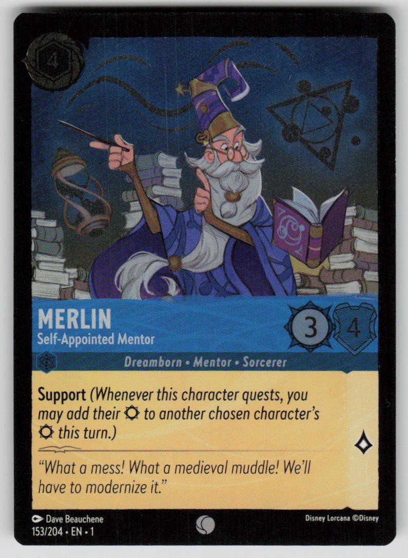 Merlin - Self-Appointed Mentor Cold Foil The First Chapter 153/204 Lorcana NM