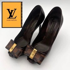 Louis Vuitton Damier Enamel High Heel Pumps Brown Size 35 Auth Authentic 041618