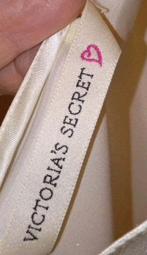 UNDERCOVER Abito corto vintage Victoria's Secret avorio grande camicia da sposa con pizzo