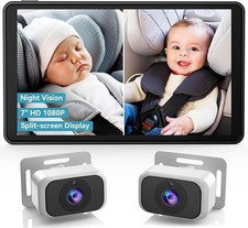 Baby Car Camera for 2-Kids: 7 Inch IPS Display with Dual Carseat Cameras, Spl...