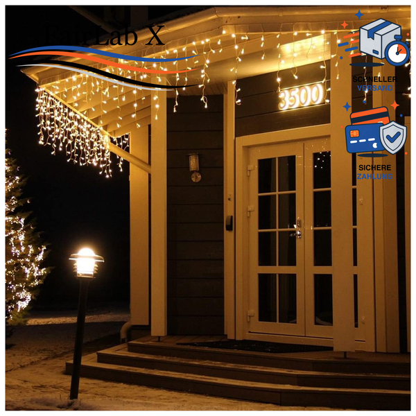 Lichterkette AußEn 14M 360Er LED Eisregen Warmweiß Mit Timer 8 Modi Wasserdicht-image