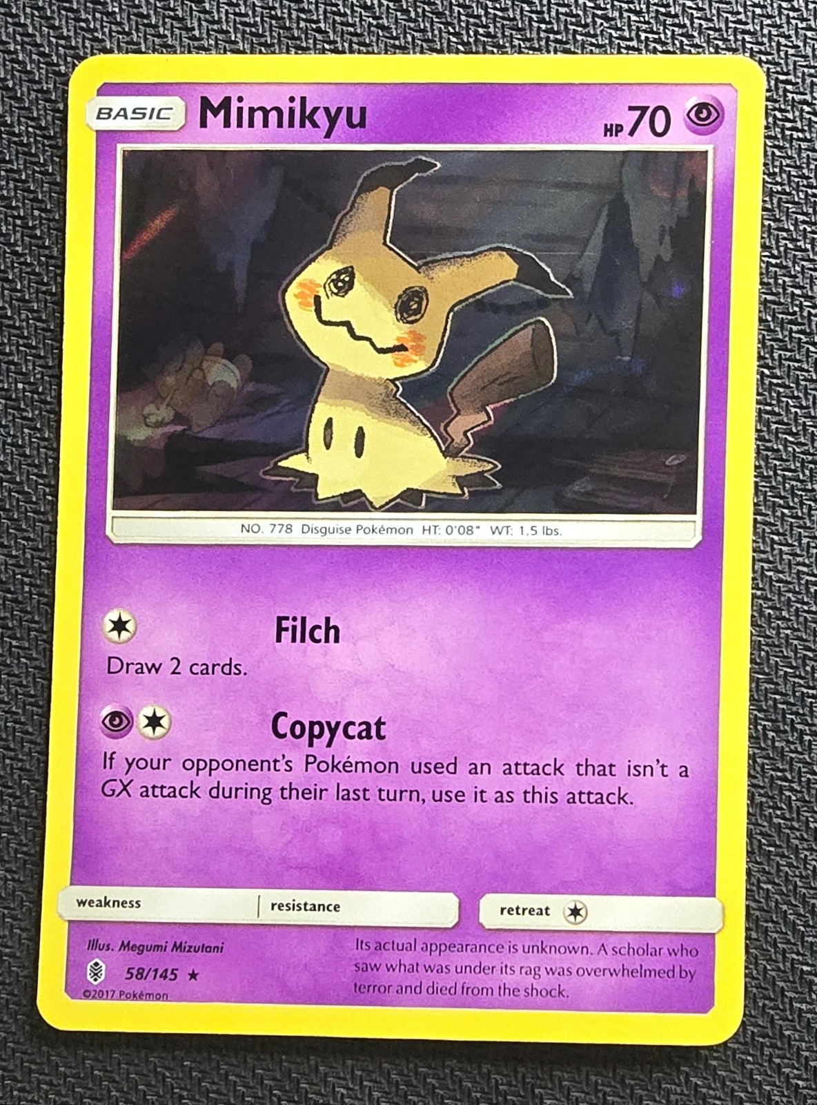 Mimikyu 58/145 Rare Holo Guardians Rising Pokémon Card TCG 2017