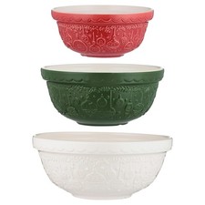 Mason Cash Deck The Halls 3 Piece Ceramic Mixing Bowl Set
