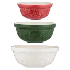 Mason Cash Deck The Halls 3 Piece Ceramic Mixing Bowl Set