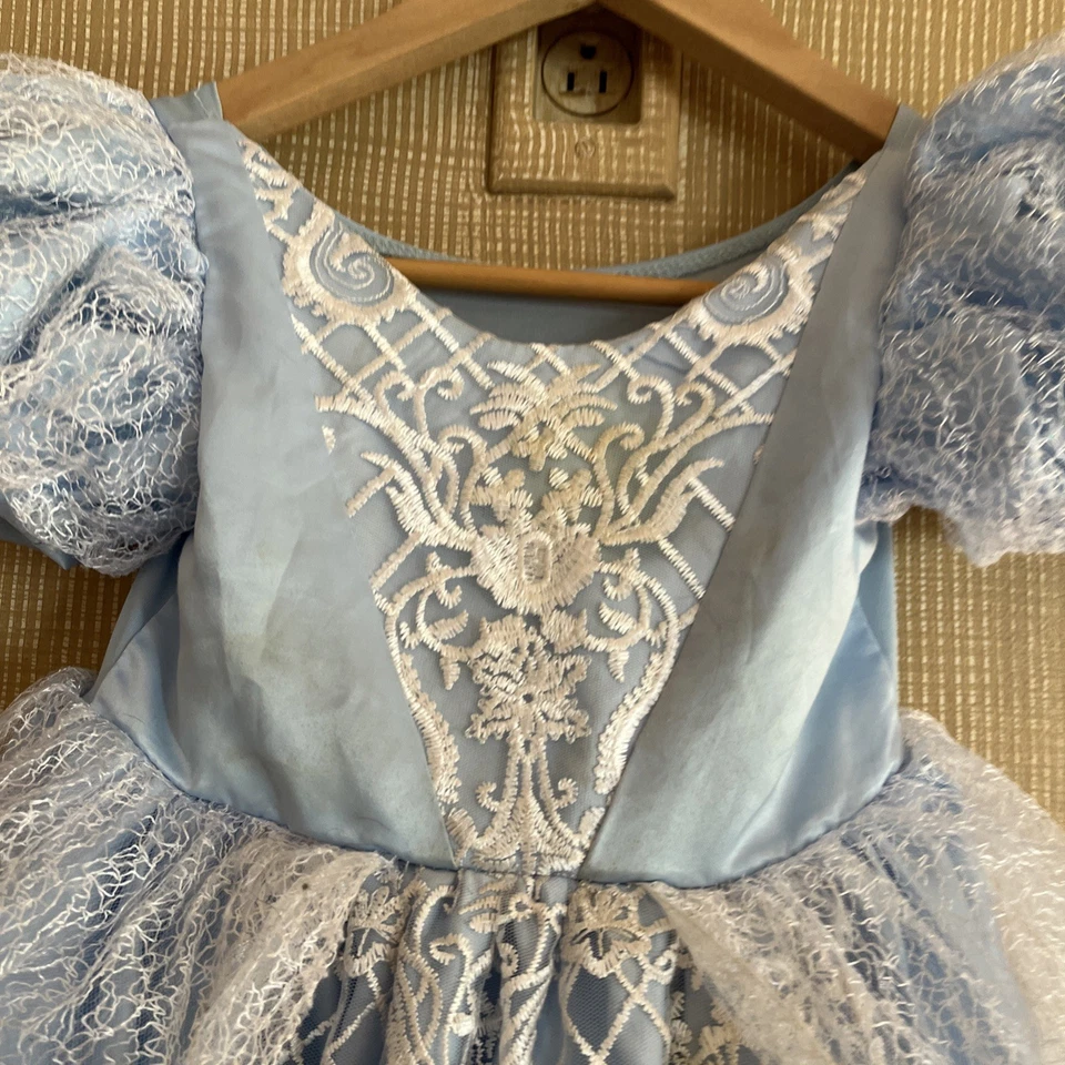 Disney Cinderella Dress Sz 4/5 Halloween Costume Child Fast Shipping, Blue Lace - Image 4 of 4