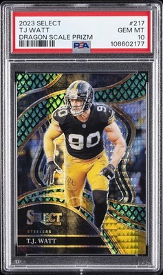 2023 PANINI SELECT DRAGON SCALE PRIZM #217 TJ WATT 46/70 PSA 10