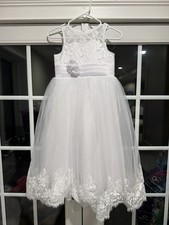 Flower Girl, First Communion, Pageant White Lace Dress Girls Size 8/9 Years