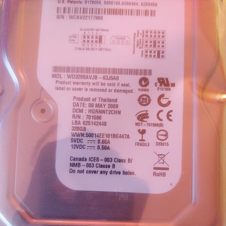 Western Digital WD3200AVJB 320GB 8MB Cache 7200RPM ATA 3.5'' Inch Hard Disk - Image 3 of 4