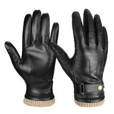 Men's Genuine Leather Winter Warm Gloves 3M Thinsulate Insulated Fur lined NEW
