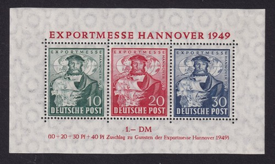 #ad #ad GERMANY 1949 Allied Occupation Hanover Fair Mini Sheet SG MSA145 MH * CV £140 GBP 20.99