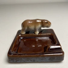 Vintage Small Miniature Hippo? Ashtray Collectible