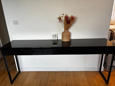 Console noire IKEA verre laqué 180 x 40 x 75 cm - Photo 1/4