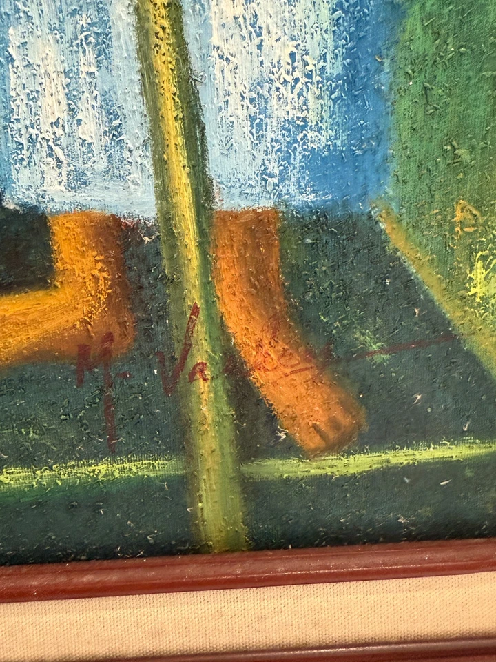 Pintura al óleo original al estilo de Diego Rivera, grupo de figuras mexicanas Foto 3 de 3