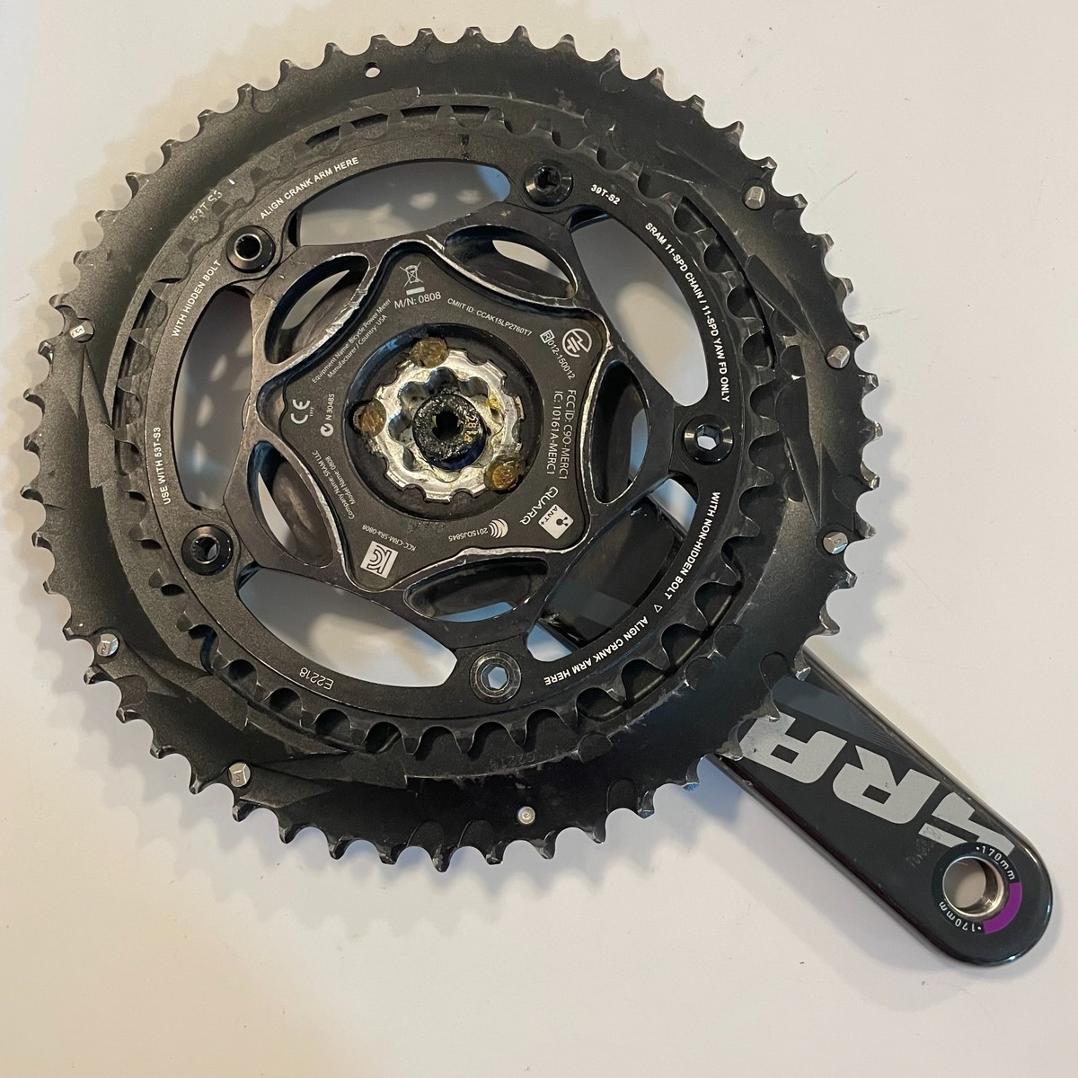 Sram Force 22 Quarq Elsa Carbon Power Meter Road Crankset 170 53