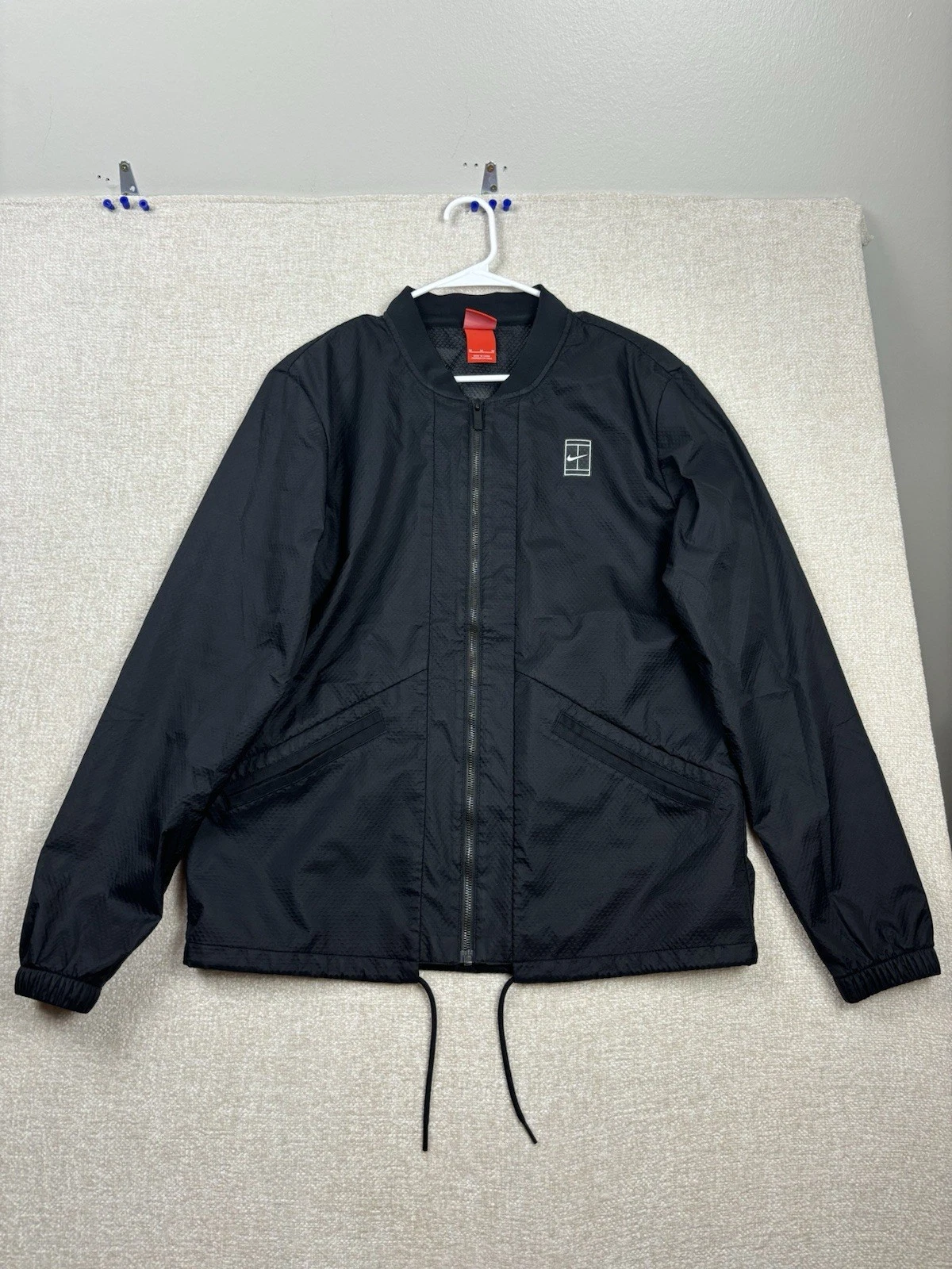 Nike Mens NikeCourt Woven Bomber Jacket Windbreaker Size Medium / M Black