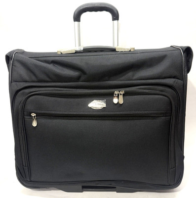 HT Traders Rolling Garment Bag Black Suit Travel Luggage Carry On Wheels 23x20x8
