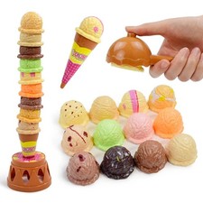 GGbell Ice Cream Stack-Up Pretend Playset   Educational Kitchen Toy for Toddlers