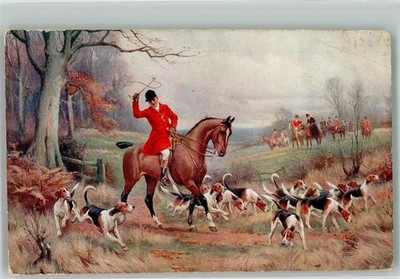 38154831 - signed Sanderson Wells John Drift Hunting Beagel Br. 573 M. Munk Vienna 1911