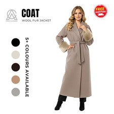 Kunstfell Langarm Mantel Damen Winter Reverskragen Seitentaschen Longjacke