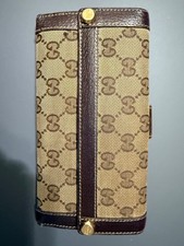 Authentic Gucci Long Brown Canvas and Leather...
