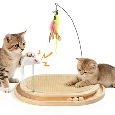 Cat Scratcher, Natural Sisal Scratching Pad, Kitten Interactive Toy with Ball...